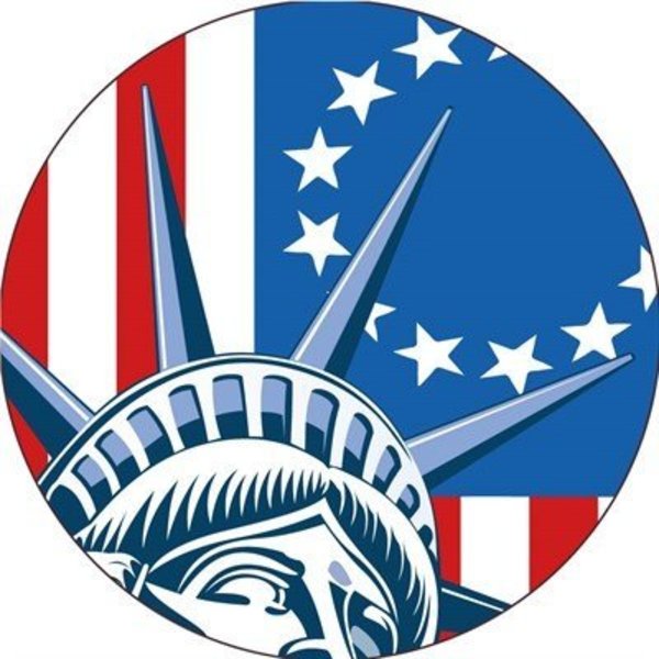 Nmc Patriotic Statue Of Liberty Hard Hat Label, Pk25, Material: Reflective Vinyl Sheeting HH155R